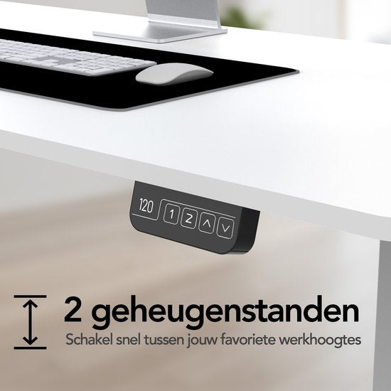 Infinity Goods Zit Sta Bureau - Elektrisch Verstelbaar In Hoogte - 140 x 60 CM - Geheugenfunctie - Wit