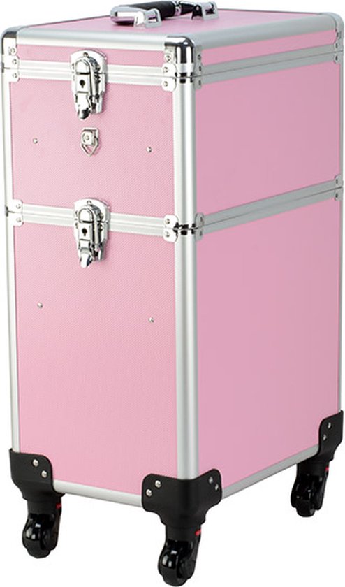 Kapperskoffer trolley - visagie make up nagel koffer - schminkkoffer - beauty case - roze