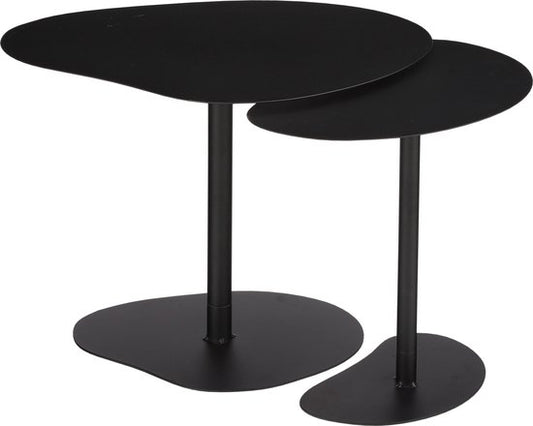 Mica Decorations Bijzettafel - Set van 2 - L55 x B41 x H40 cm - Metaal - Zwart