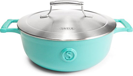 Saveur Voyage Hapjespan Ø25 cm – Gietijzer – PFAS-vrij – Geschikt voor Inductie en Oven – Saveur Blauw – Voor Braden – Stoven – Slowcooking