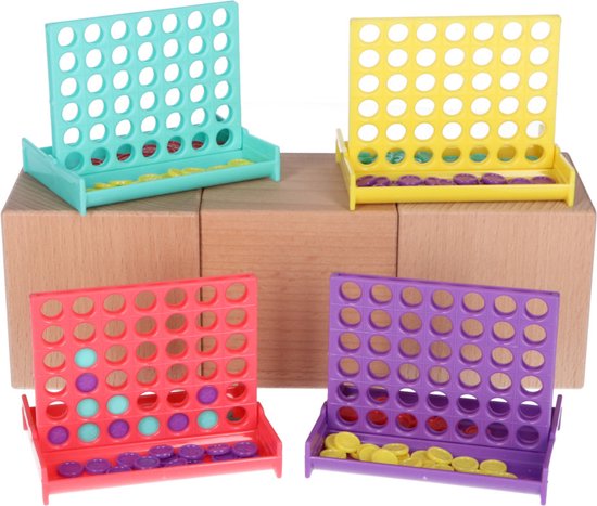Partizzle 24x Mini Vier op een rij Spellen - Gezelschapsspel / Reisspel / Breinbrekers - Uitdeelcadeautjes Voor Familie - Grabbelton Klein Speelgoed Spelletjes - Traktatie Cadeautjes - Voor Kinderen & Volwassenen