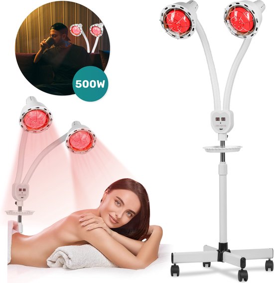 Soft & Silky Infraroodlamp 2 Koppen - Draaibaar - Infrarood - Therapie - Deken - Lamp - Verwarmingspaneel - Verwarming
