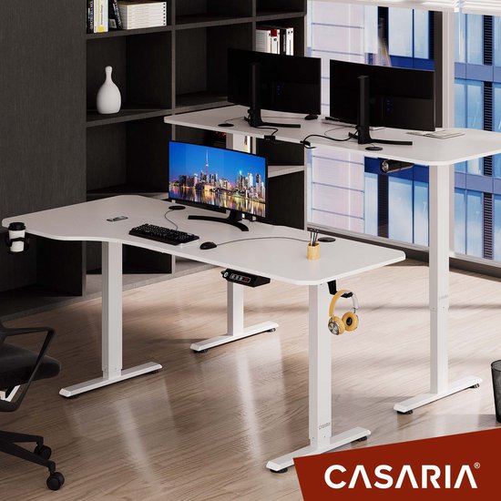 Casaria Zit Sta Bureau – Hoogte Verstelbaar Elektrisch - 160x75cm Wit