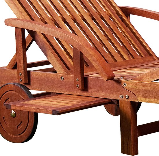 Casaria Acaciahout Ligbed – met Wielen & Verstelbare Tafel – Bruin