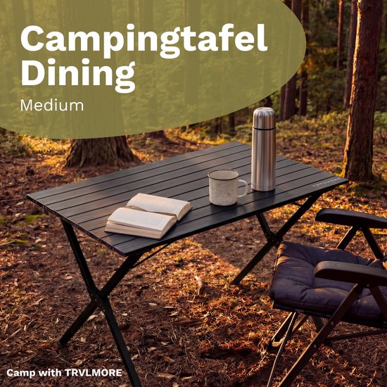 TRVLMORE Campingtafel - 120x70x70cm - Lichtgewicht met Aluminium Frame - Vouwtafel Verstelbaar - Kampeertafel - Klaptafel - Zwart