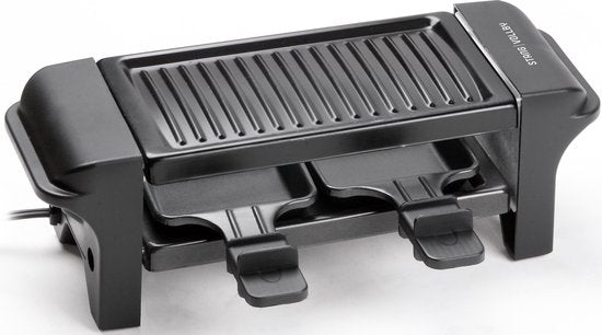 StangVollby GRILLA Gourmet Set voor 2 Personen - Klein Gourmetstel - Elektrische Grillplaat - Raclette Gourmetset - Grillen - Bakken - Anti-aanbaklaag - Gourmetten - Kerst Tafelen - Zwart - Kunststof - Gourmetstellen - Gourmet pannetjes - 350W