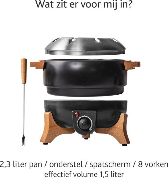 Boska Elektrische Fondueset Party – 2,3L - Voor Kaasfondue, Chocoladefondue, Hotpot en Boullionfondue - Fondueset elektrisch - Met temperatuurregelaar