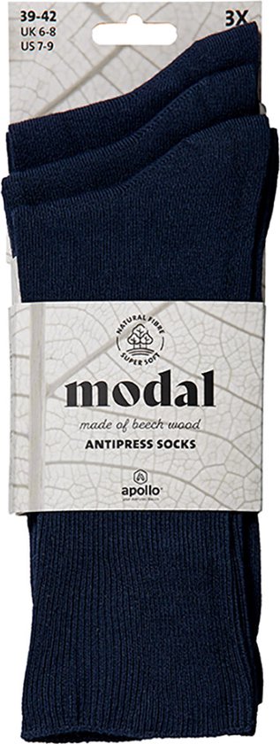Diabetes Sokken - Niet Knellende Naadloze Sokken - 3 paar - Navy Blauw - Maat 39-42 - Modal Antipress Sokken - Medische Sokken - Sokken Zonder Elastiek