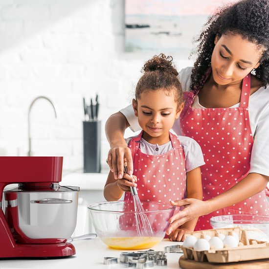 KitchenBrothers Keukenrobot - Display en Timer - Keukenrobot - 6,2L - Keukenmixer - 1400W - Rood