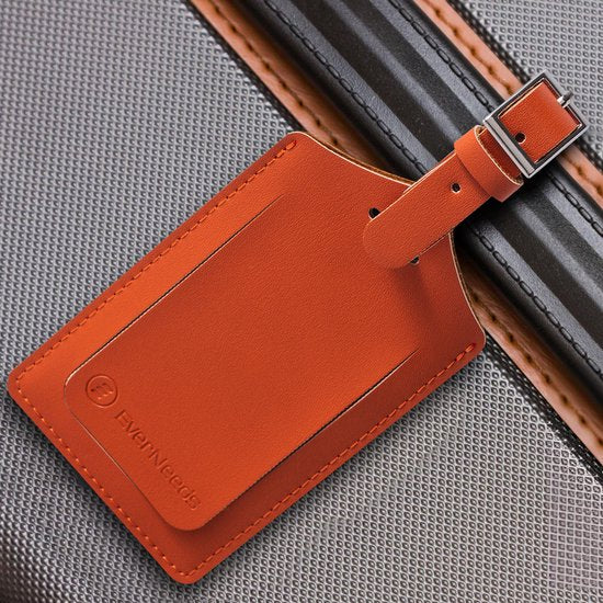 Bagagelabel PU Leer – Set van 2 – Oranje – Koffer Tags – Reizen