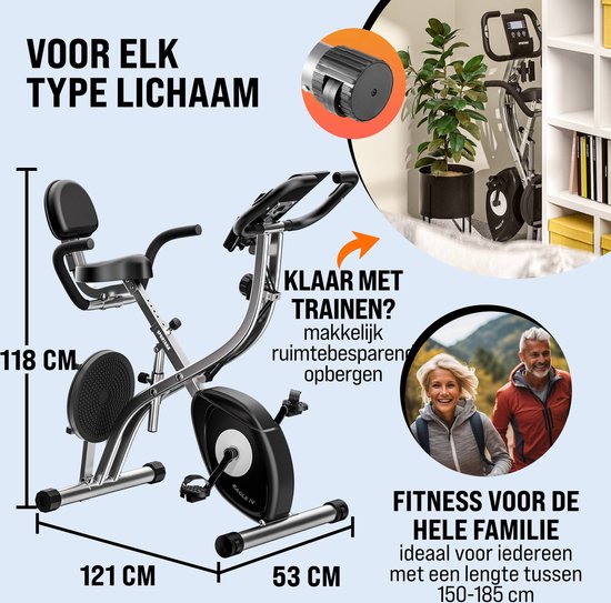Sportana Hometrainer Eagle 4 - Inklapbaar 10 Niveaus – Zwart Zilver
