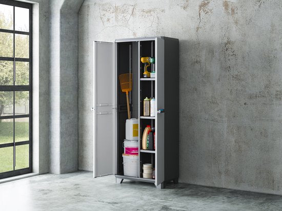 Keter Linear Utility Opbergkast - 68x173x39 cm - Grijs/Zwart