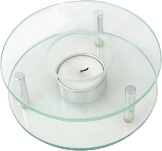 Theepot rechaud/warmhoudplaat - glas - theelichtje - D12 x H4 cm