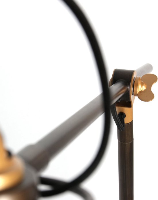 Bronzen vloerlamp Nove 1322BR met goudkleurige details E27 - Draaibaar en kantelbaar - Industrieel design - Mexlite - 190 cm snoer
