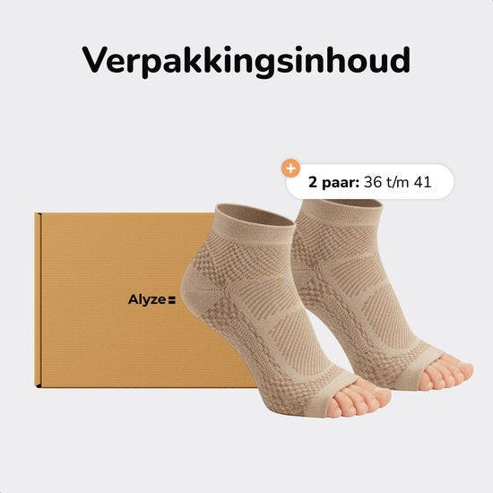 Alyze Compressie sokken - 2 paar - Maat 36-41 - Voor Dames en heren - Neuropathie - Kousen - Medische Steunsokken - Diabetes - Bed - Slaap - Sport - Sokken - Doorbloeding & Hardloop