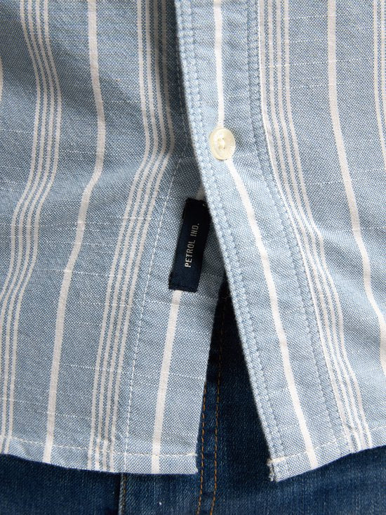 Petrol Industries - Heren Gestreept Overhemd Turtlevista - Blauw - Maat M