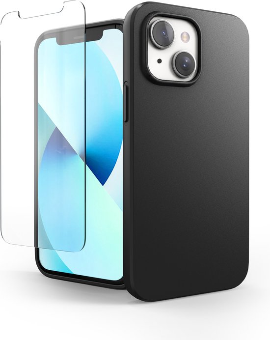 Telefoonhoesje Zwart Geschikt voor Iphone 13 Hoesje Met Screenprotector Beschermglas