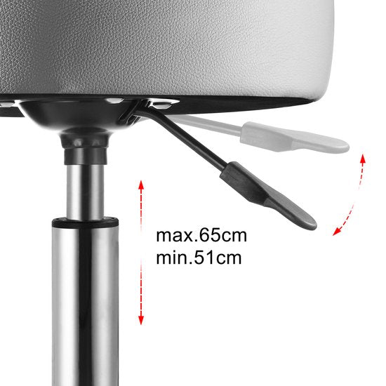 Rolkruk - Hoogte Verstelbaar 360° Draaibaar - 51-65cm Zithoogte Grijs
