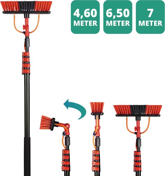 Shine Wasborstel – Incl. Zeepdispenser & uitschuifbaar – 29 x 7 x 10 cm – Rood/Zwart