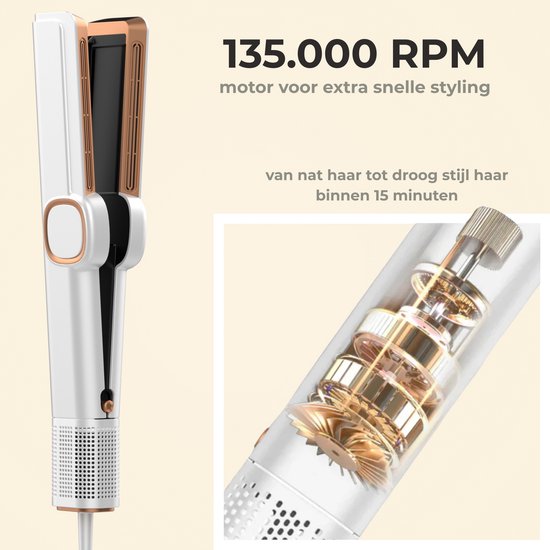 Largolash Hairstrait Stijltang Wet-to-Dry - 2 in 1 - Airstraight - Dupe - Haardroger & Stijltang - Coldshot - 80ºC t/m 140ºC