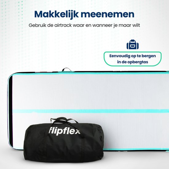 Flipflex Airtrack - Turnmat - 3 Meter - 10cm Dik - Gymnastiekmat - Inclusief 600W Miniblower - Met Luxe Draagtas - Turnen