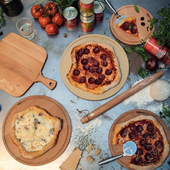 Boska Pizzaplank Amigo L Rond - Borrelplank van Duurzaam Beukenhout - Met opvanggeul - Ø 34 cm