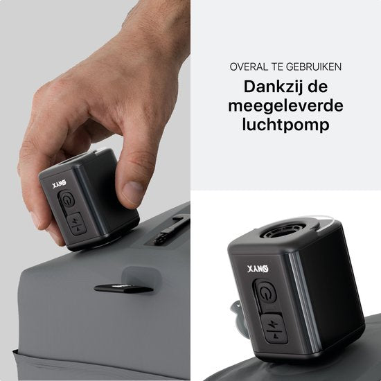 ONYX Aircube™ Vacuum Verpakkingskubus - 1 Stuk - Inclusief draadloze Compressiepomp - Voor koffers en tassen - Koffer Organizer - Bagage & Rugzak Compressie - Grijs