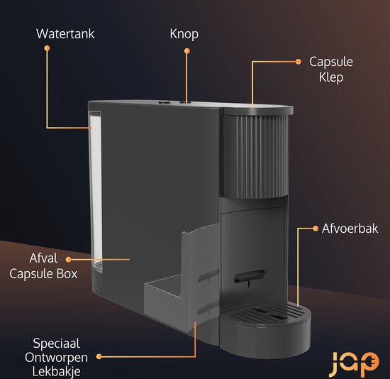 JAP Appliances Capsura - Koffiecupmachine - Instelbare kopjesvolume 30 - 200 ml