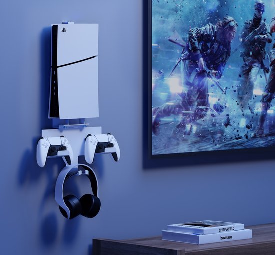 Muurbeugel geschikt voor Playstation 5 en Playstation 5 Slim digital en disc versie - houder voor controllers headset game console geschikt voor PS5