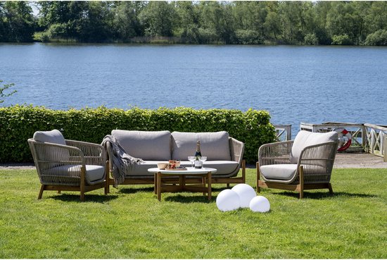 House Nordic Terracina Loungebank - Acaciahout - 78.5 x 175 x 72 cm - Acacia/Beige