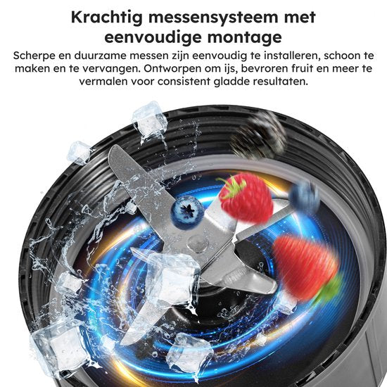 Blender To Go - 6-Delige Set - Smoothie Maker - Blender - 2x 800ml Drinkbekers - 1200W - Vaatwasserbestendig - BPA-vrij - Draagbare Blender - Zilver - van Saaf