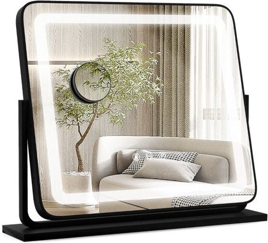 Coast Make-Up Spiegel met LED Verlichting - 3 Lichtstanden - 5X Vergroting - Kantelbaar - 56 x 12 x 48 cm - Zwart