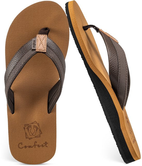 Slippers Heren - Sandalen - Bruin - Maat 42 - Comfeet