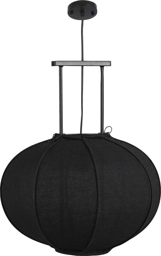 Mica Decorations Pego Hanglamp - H55 x Ø50 cm - Linnen - Zwart