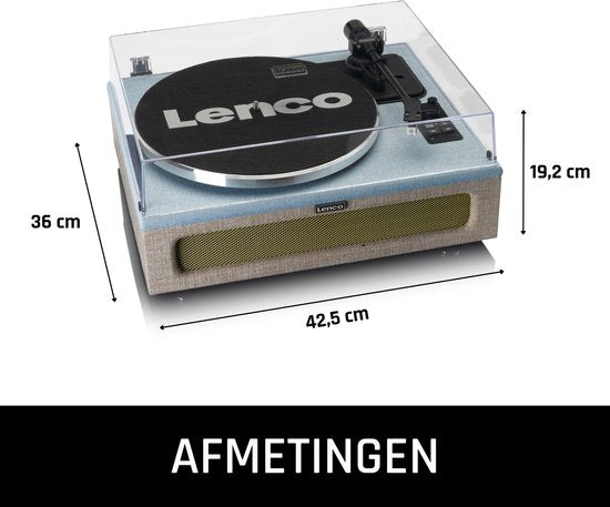 Lenco Platenspeler met Bluetooth - Vier ingebouwde Speakers 40W RMS - LS-440BUBG - Blauw Grijs