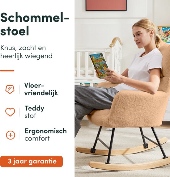 SITTT Schommelstoel - Relaxstoel babykamer - Fauteuil - Voedingsstoel - Bruin - Mocha Mousse