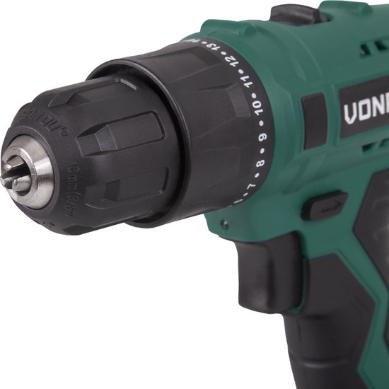 VONROC Accuboormachine – 12V Li-Ion – Incl. 1x accu, sneloplader, schroefbits & opbergtas