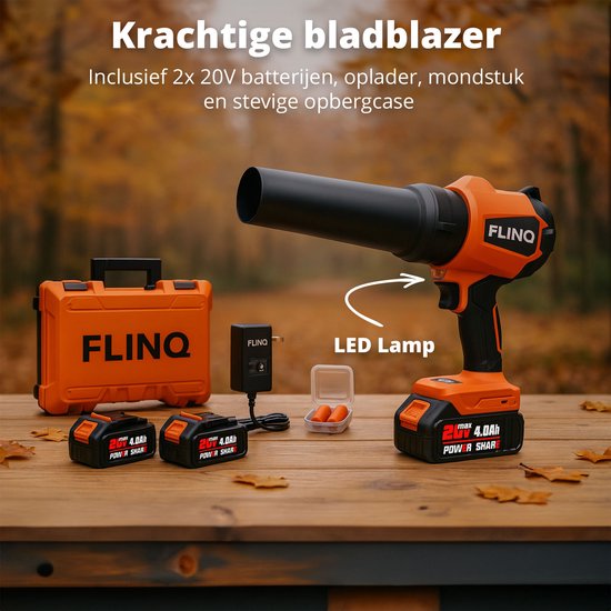FlinQ Handblazer Premium - Draadloze Bladblazer met accu - Multi inzetbaar - Borselloze Motor - incl 2 accu's & oorbeschermers