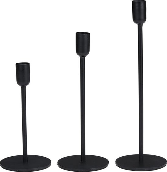 Arti Casa Kandelaars - 3 Stuks - Metaal - Voor Ø2cm Kaarsen - Zwart