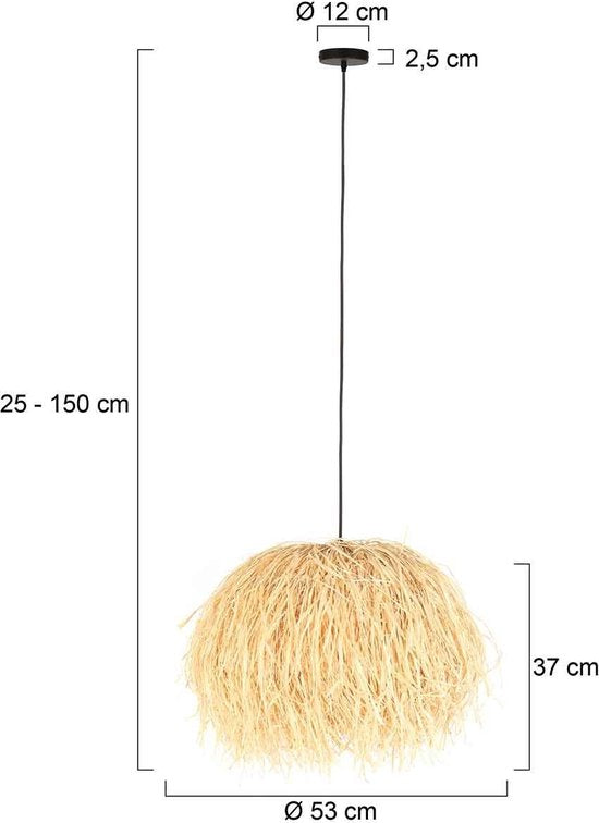 Anne Lighting - hanglamp - Grass - naturel - gras - Ø 53cm - E27 - 3819BE