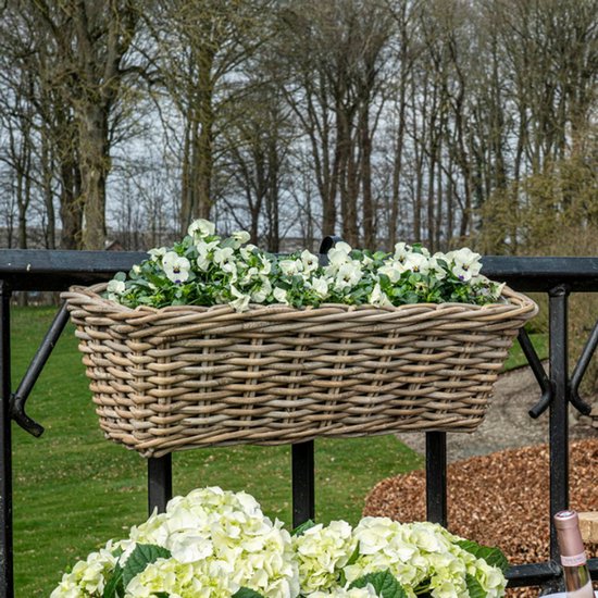 Kubu Rotan Hangende Plantenbak - Natuurlijk Afgewerkt | 60x20x23 cm