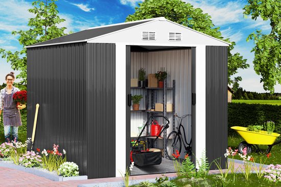 Tuinhuisje Metaal – met 2 Schuifdeuren Antraciet 14,65 m³