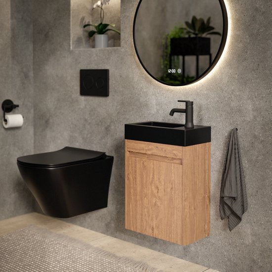 Mirlux Toiletmeubel Warm Eiken - Fonteinmeubel - Wc Kastje - Wc Meubel - 40cm