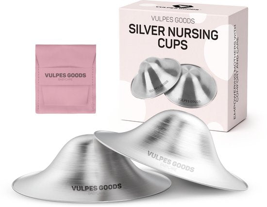 Vulpes Goods® Babycare Zilveren Tepelkapjes – Nursing Cups - 999 Puur Zilver – Hypoallergeen & Herbruikbaar – Tepelbeschermers voor Borstvoeding – Maat L – Incl. Opbergetui