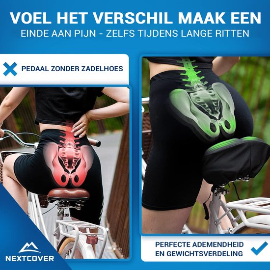 Nextcover zadelhoes fiets - gel memory foam - waterdicht met regenhoes