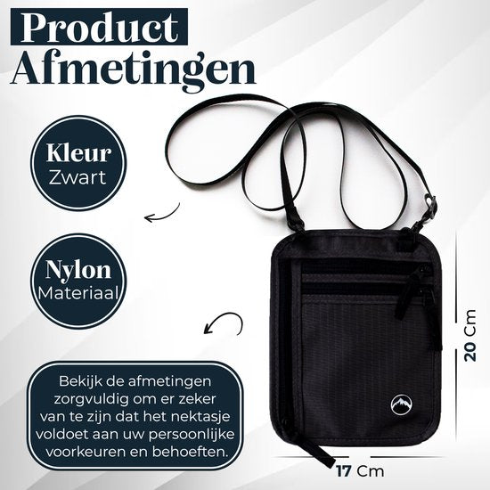Groene Berg Nektasje met RFID – Paspoorthouder & Reisportemonnee – Anti-Diefstal Travel Wallet – Zwart