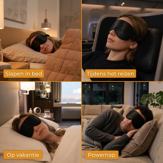 Nuvance Slaapmasker - Zijden - Oogmasker - Verstelbaar - Ademend Ontwerp - voor Mannen & Vrouwen - Slaapmaskers