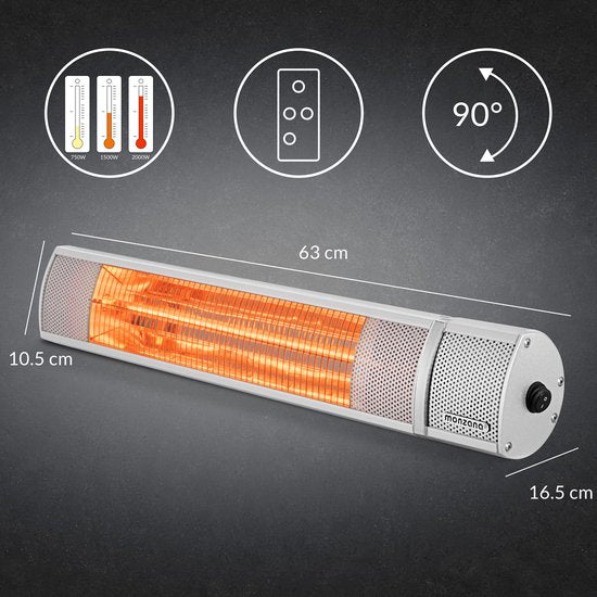 Monzana Infraroodstraler 2000W - 3 Standen/Afstandsbediening – Zilver