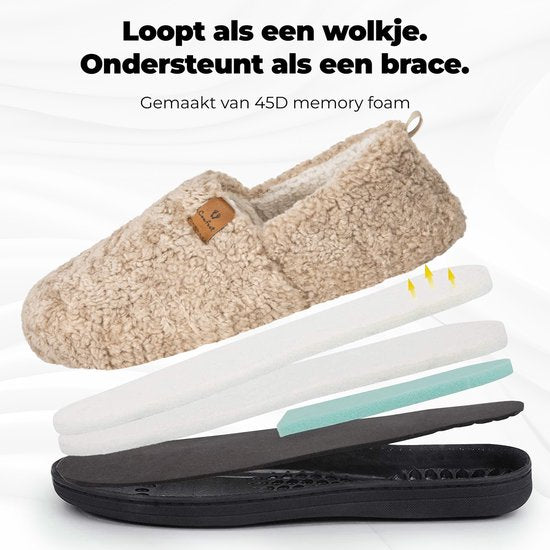 Pantoffels Dames - Sloffen - Maat 38/39 - Khaki - Anti-slip - Comfeet