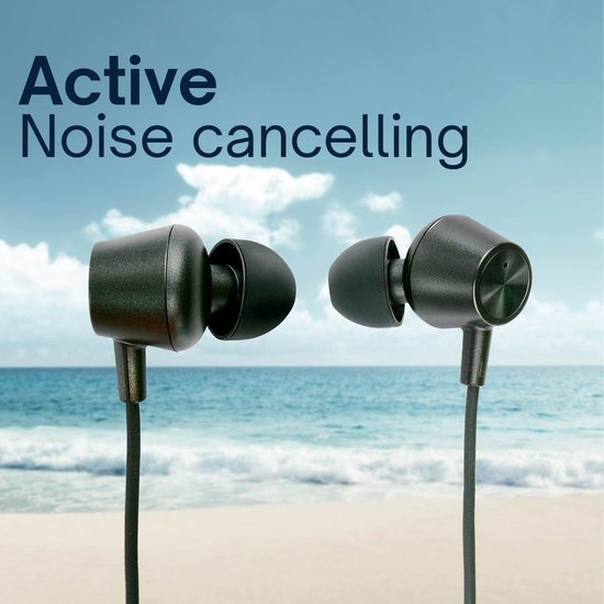 Grundig Oortjes met draad USB C - In-Ear Oordopjes met Draad 120cm - Earbuds met Microfoon - Geschikt voor iPhone, Samsung en Tablet - Active Noise Cancellation - Zwart
